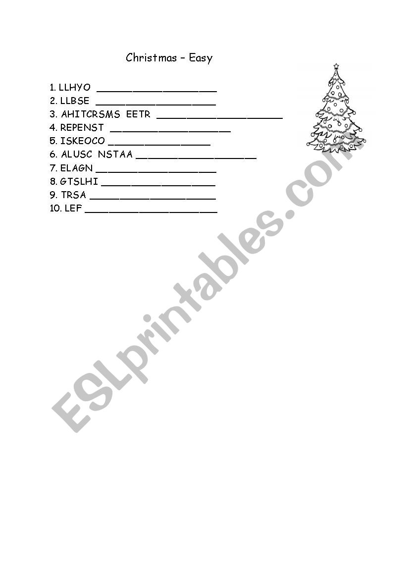 Christmas crosswords worksheet