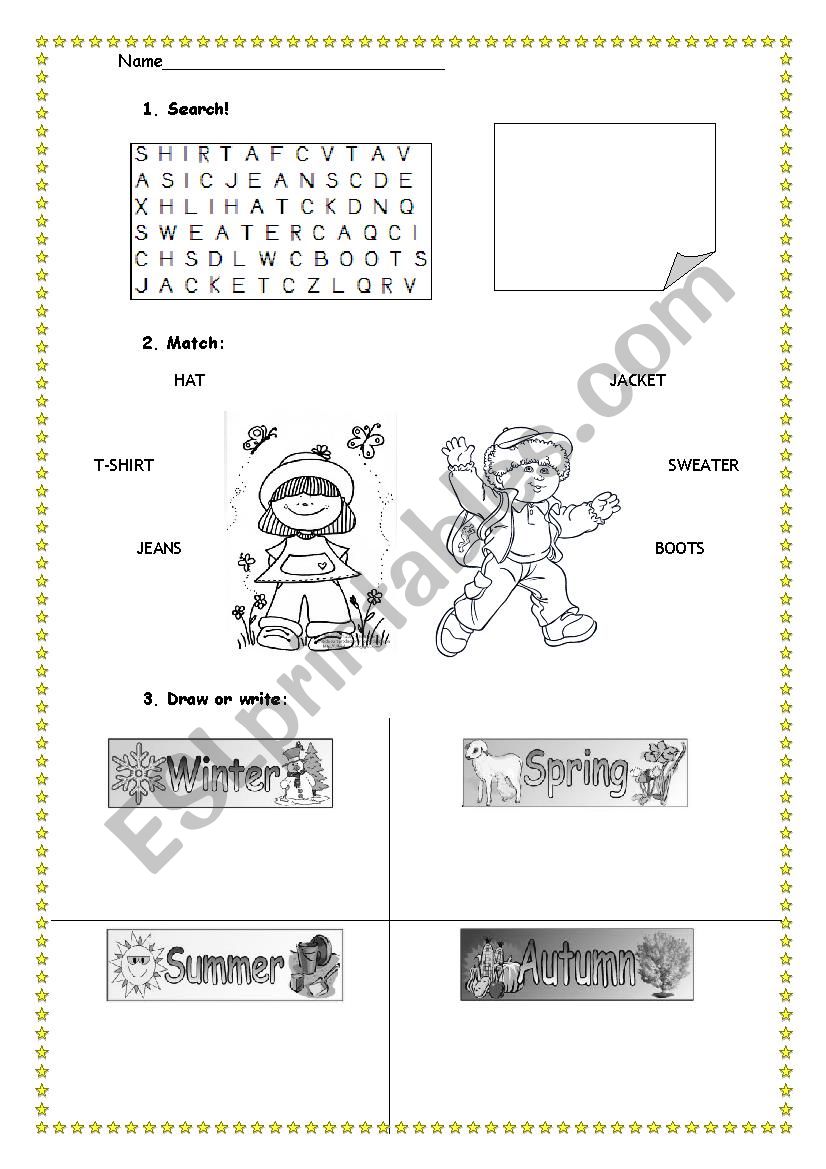 Clothes worksheet