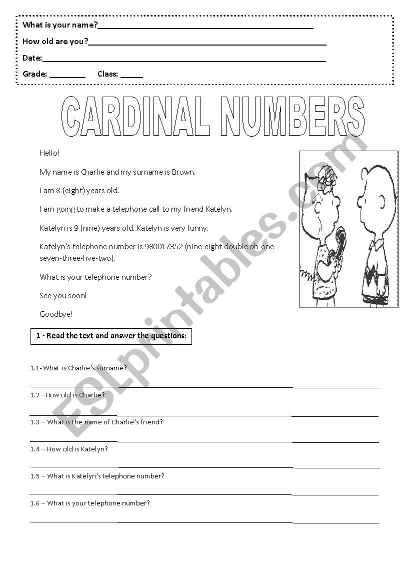 Cardinal numbers - phone number