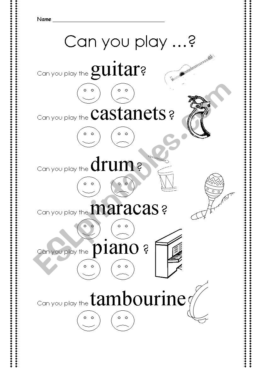 Can you play...? worksheet