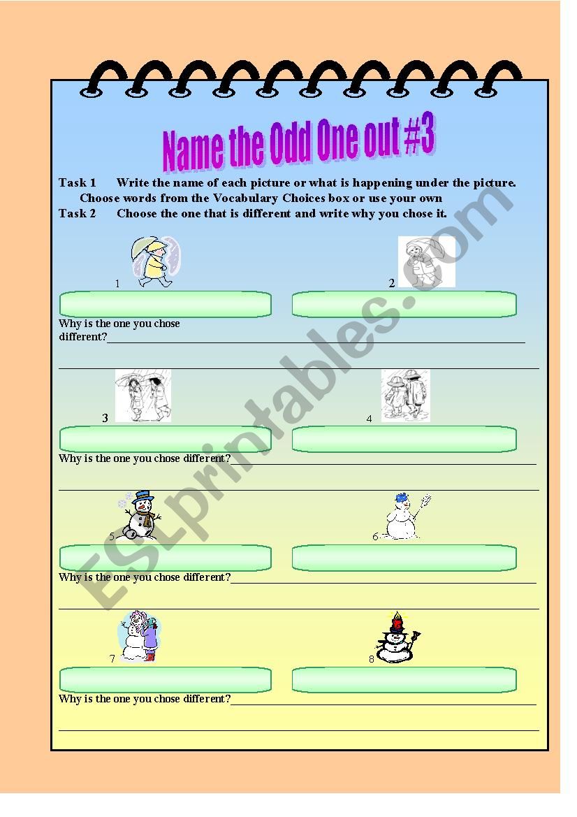 NAME THE ODD ONE OUT-3 worksheet