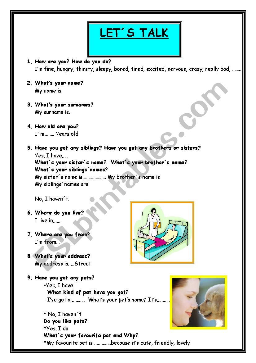 32 basic questions to know worksheet