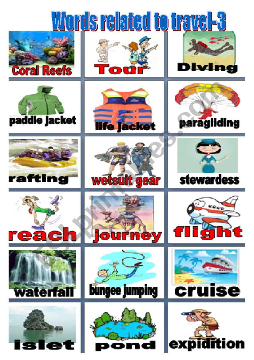 words related to travel - 3 worksheet