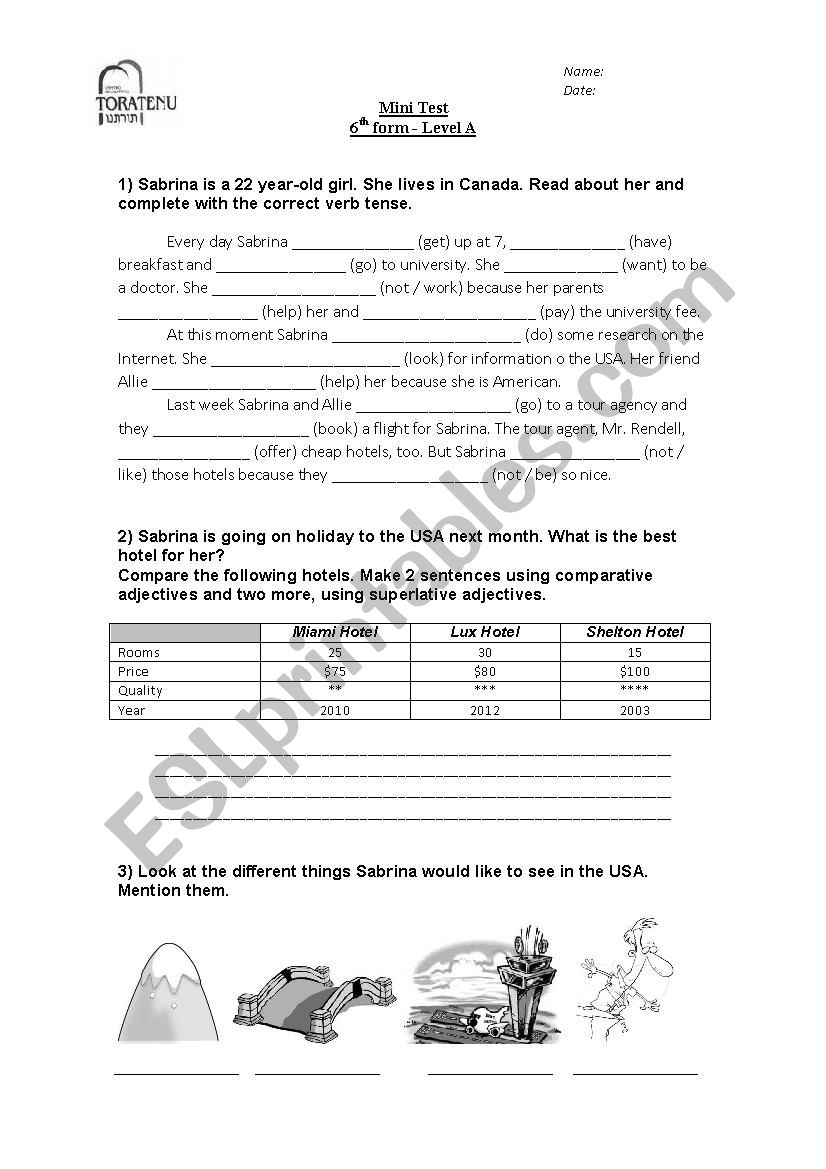 reading comprehension and grammar practice