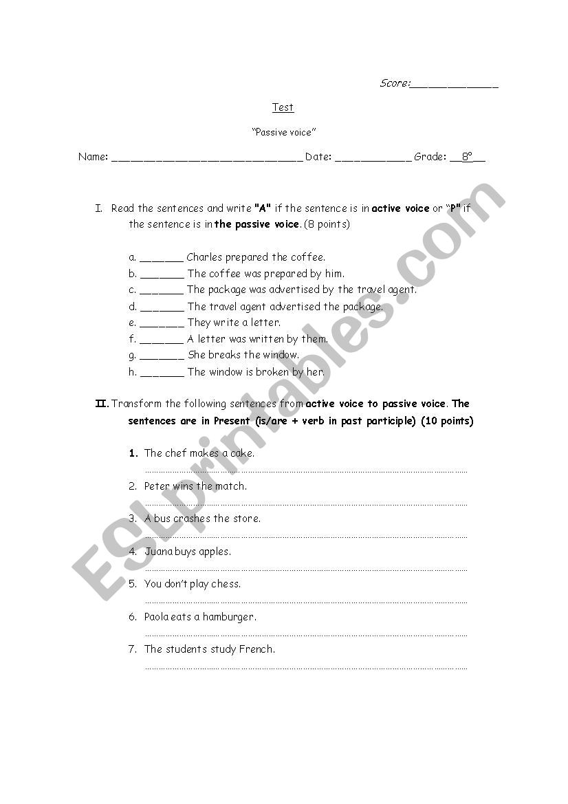 Passive Voice worksheet