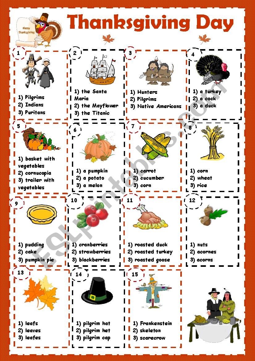 Thanksgiving Day worksheet