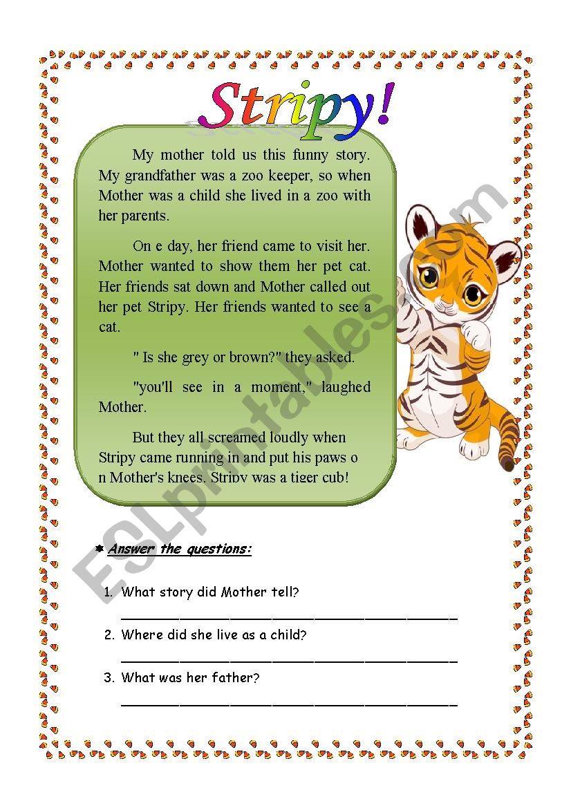 Reading Comprehension ( Stripy)