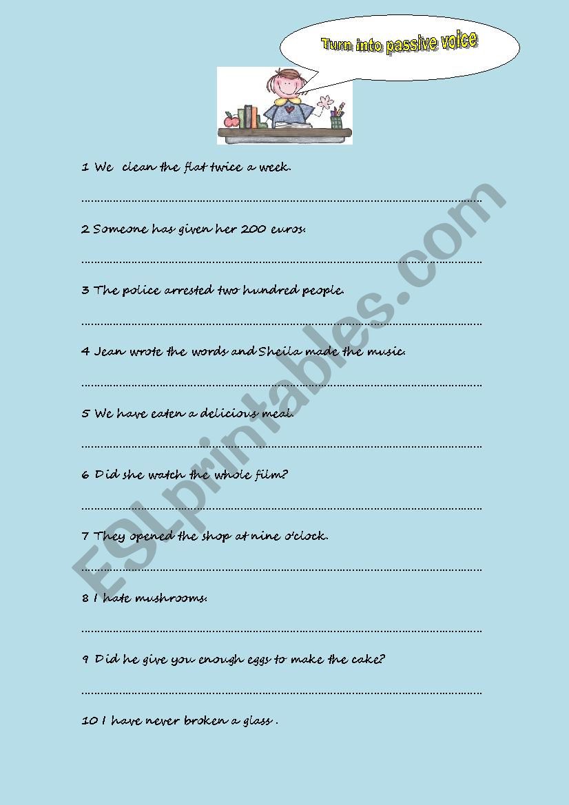 Turn into passive voice worksheet
