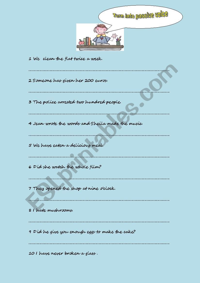 Turn into passive voice worksheet