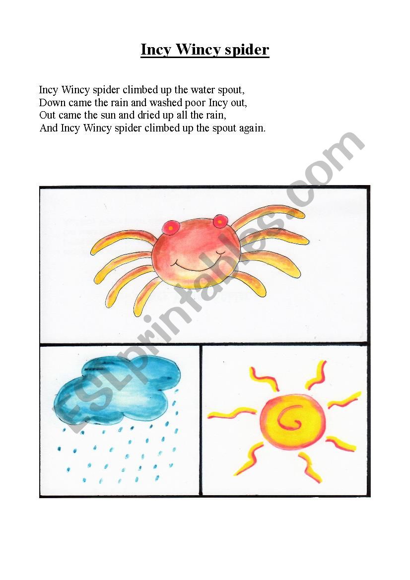 Incy Wincy spider worksheet