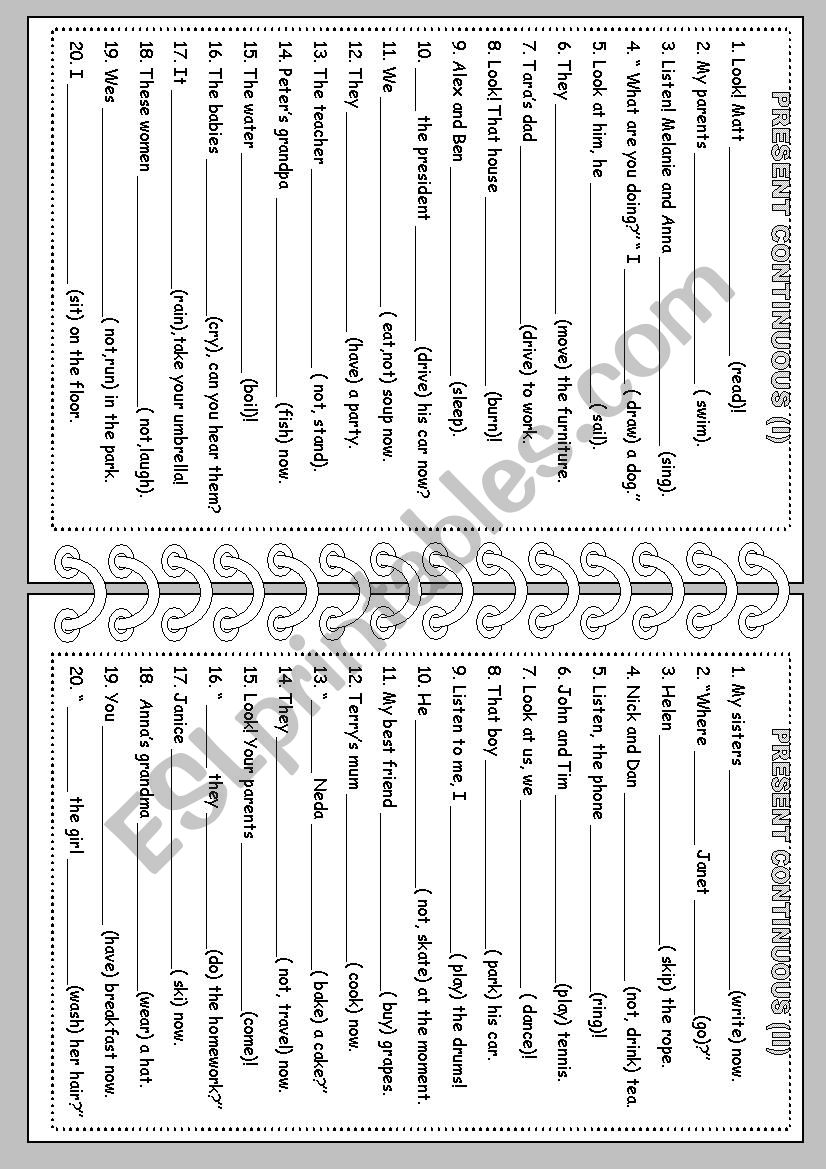 present continuous worksheet