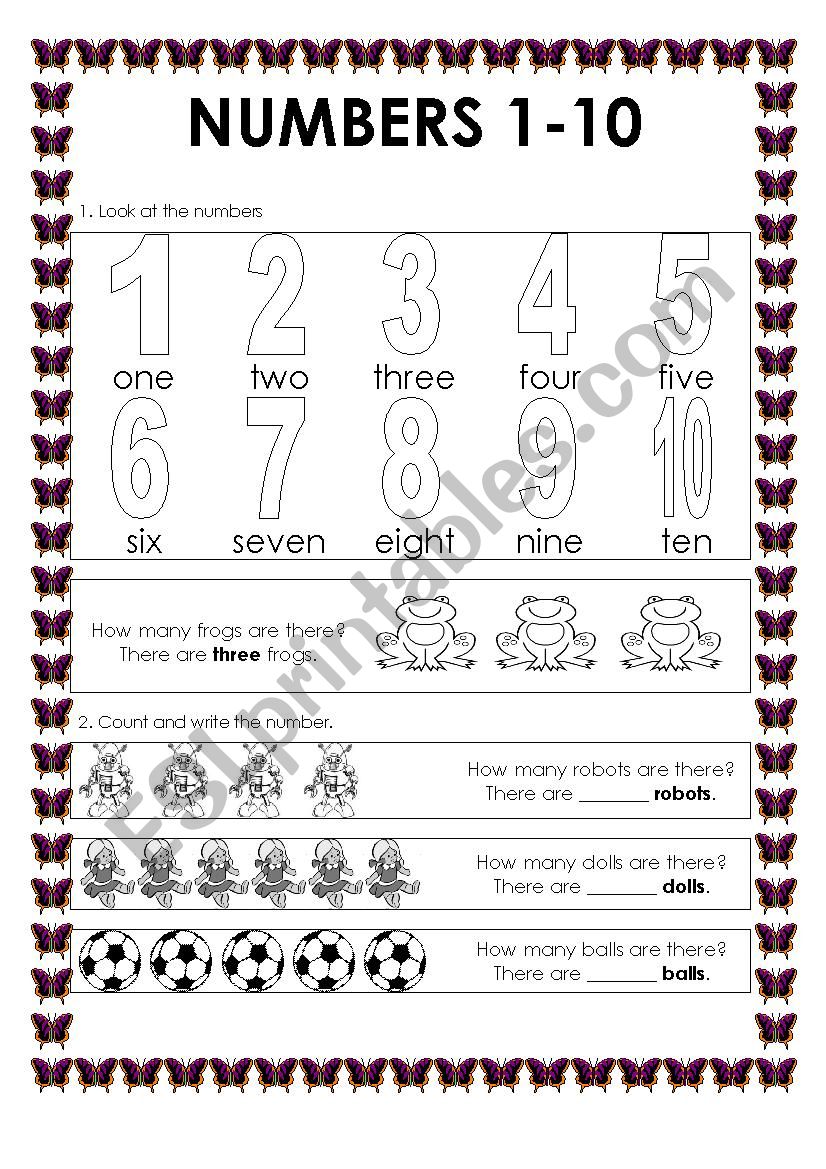 numbers 1-10 worksheet