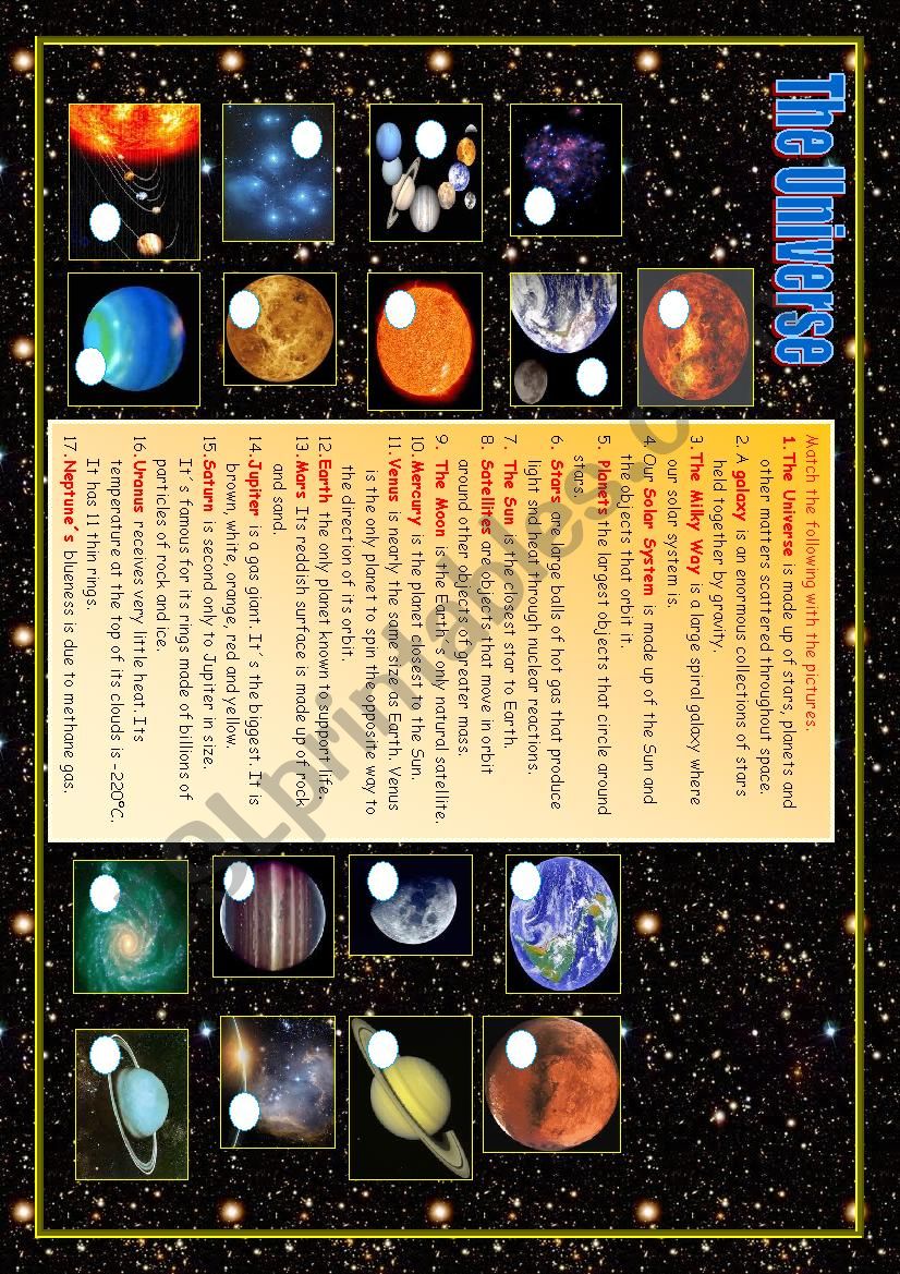 The Universe worksheet