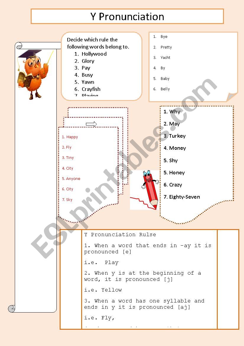 Y Pronunciation  worksheet