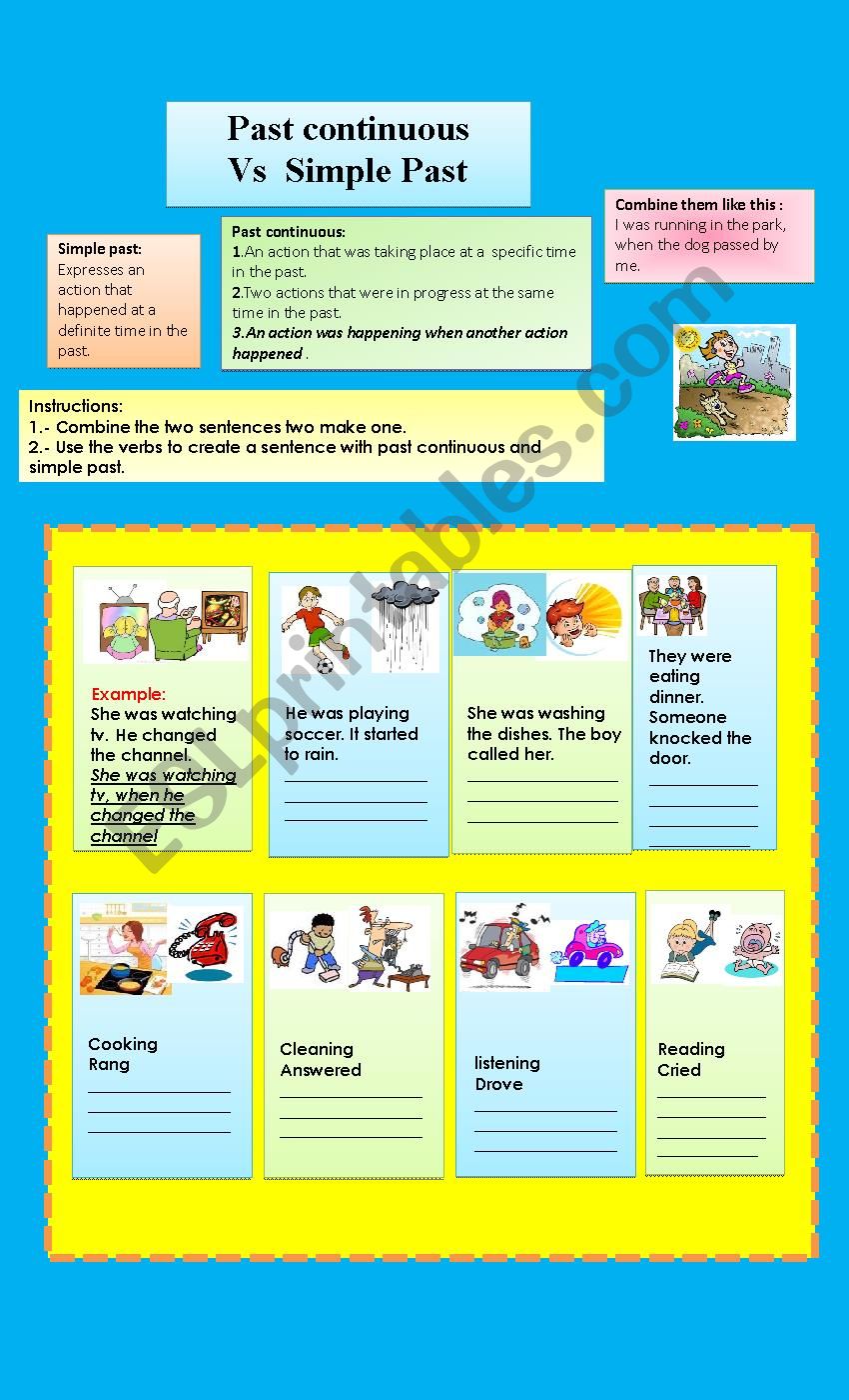 Past Continuous Vs Simple Past ESL Worksheet By Missusi
