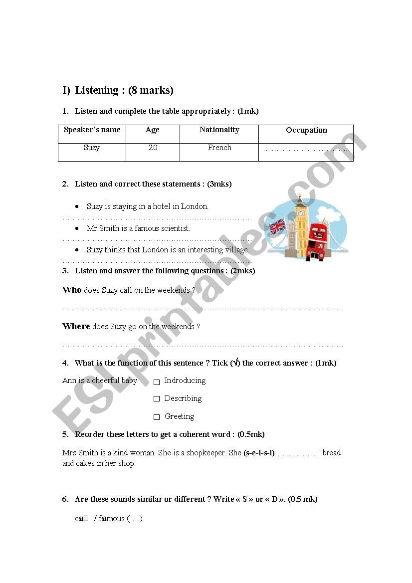 Mid _Term Test n 1 for 8th form pupils 