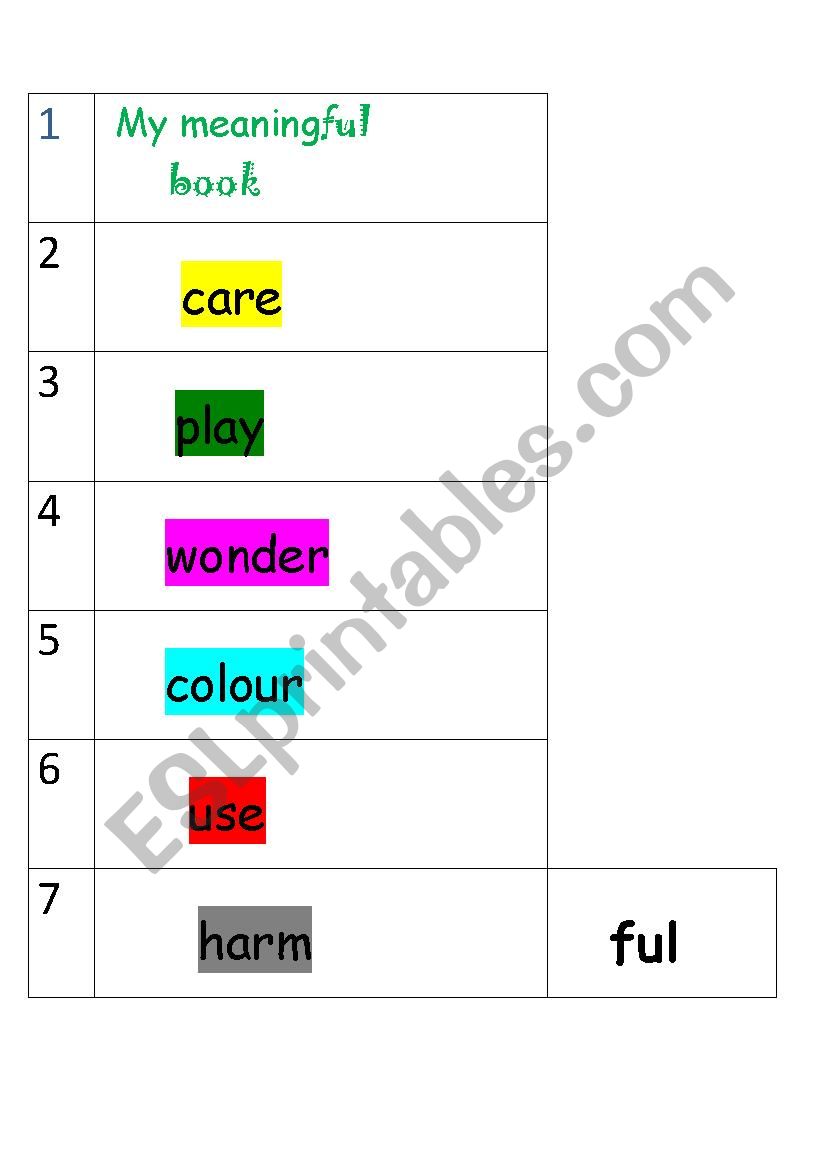 suffix -ful worksheet