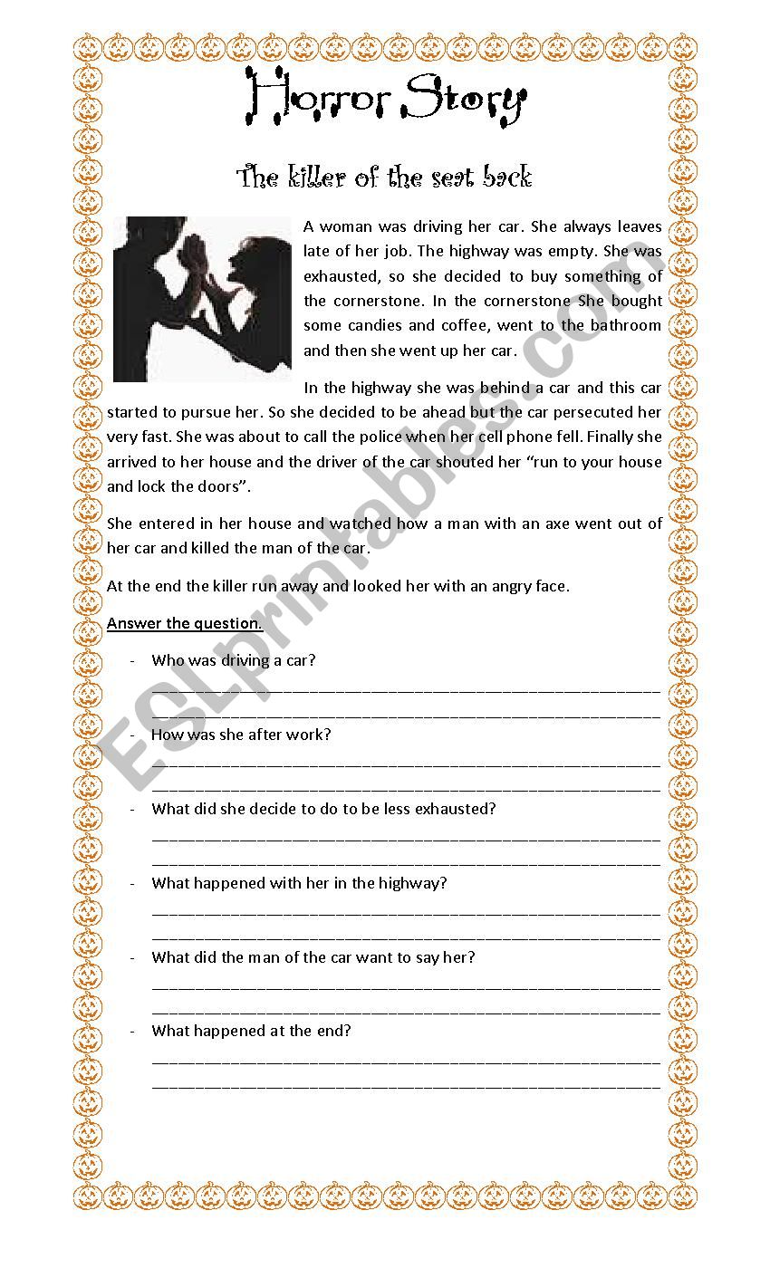 horror story 2 worksheet