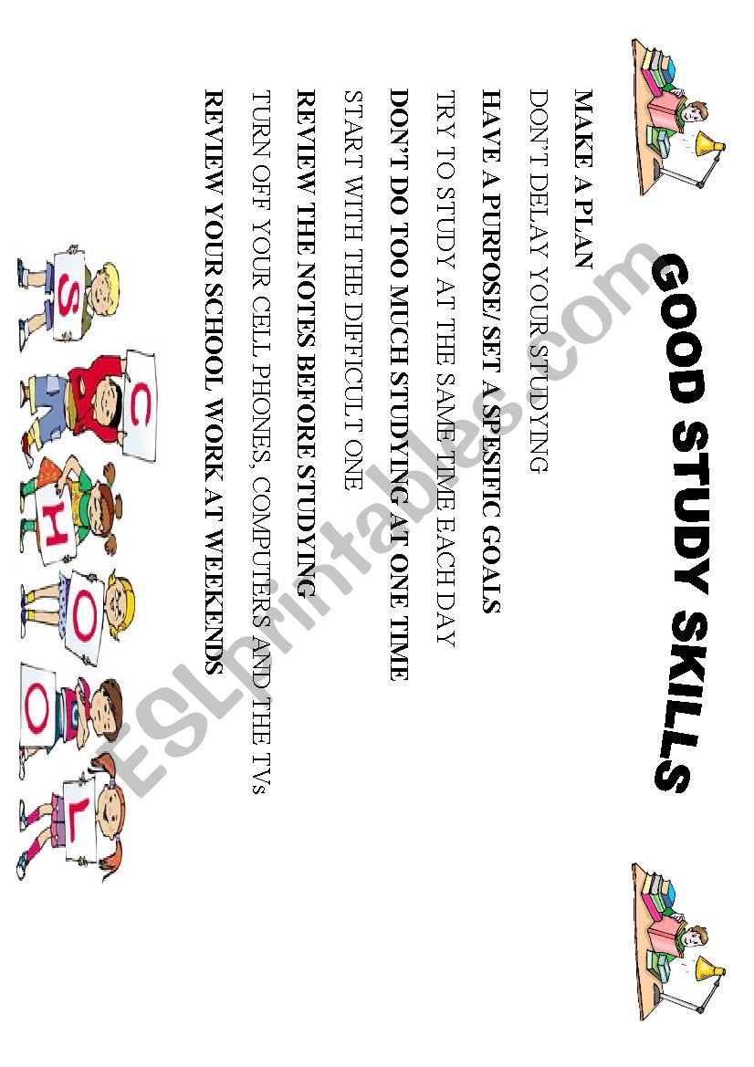 Good Study Skills worksheet