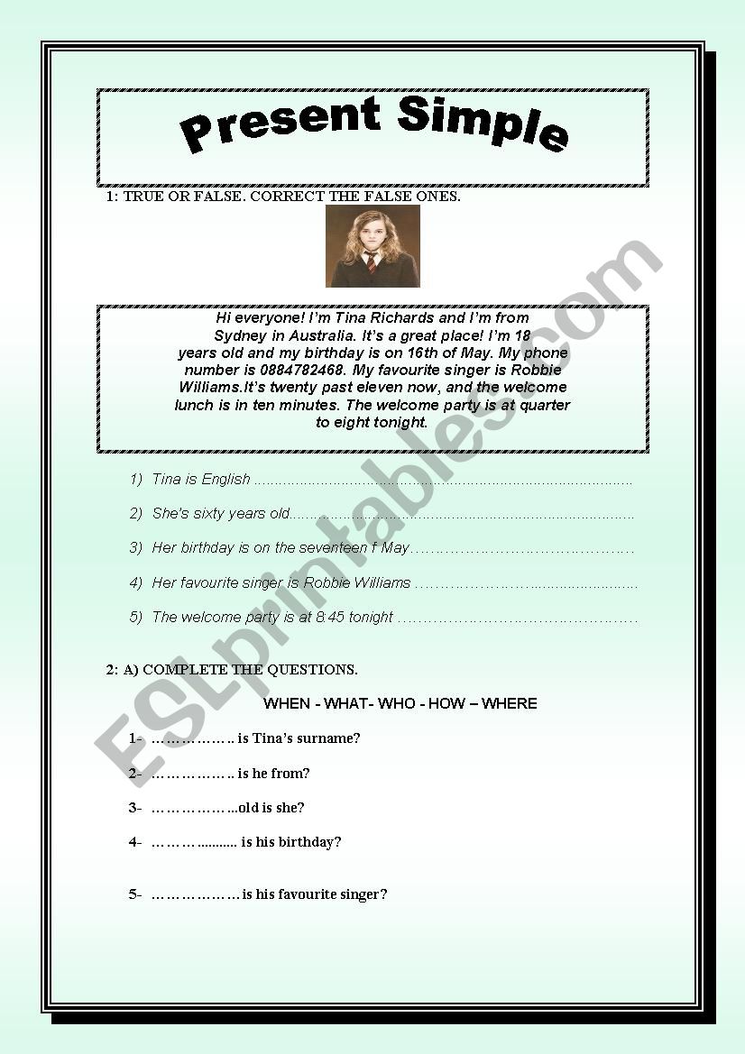 Present Simple worksheet