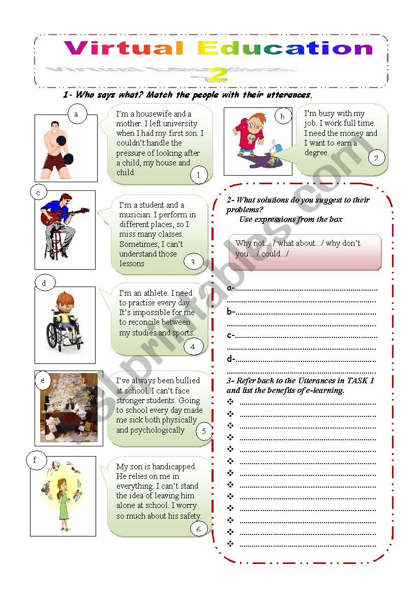 Virtual Education 2 Speaking worksheet