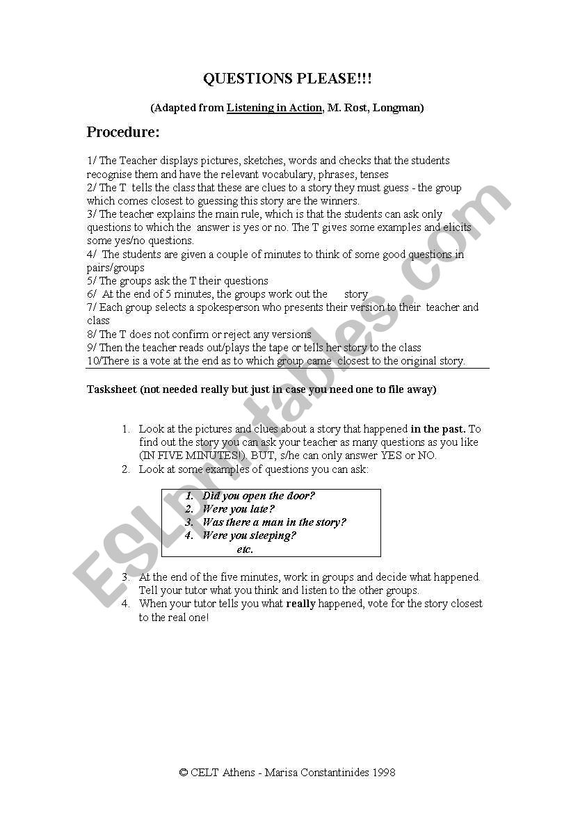 game worksheet