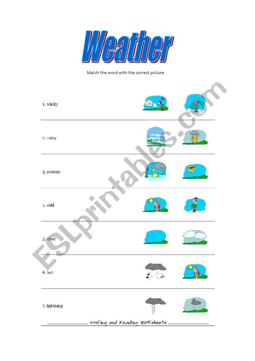 Weather Matching worksheet