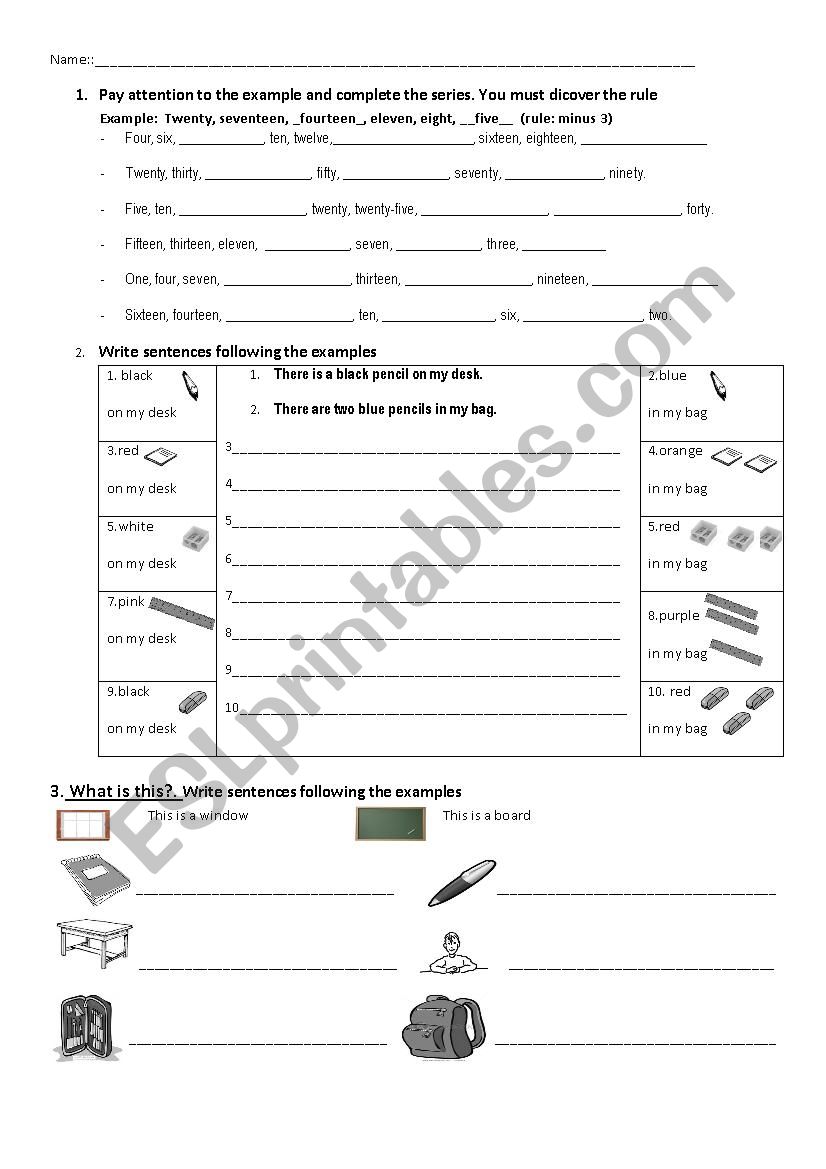 NUMBER SERIES worksheet