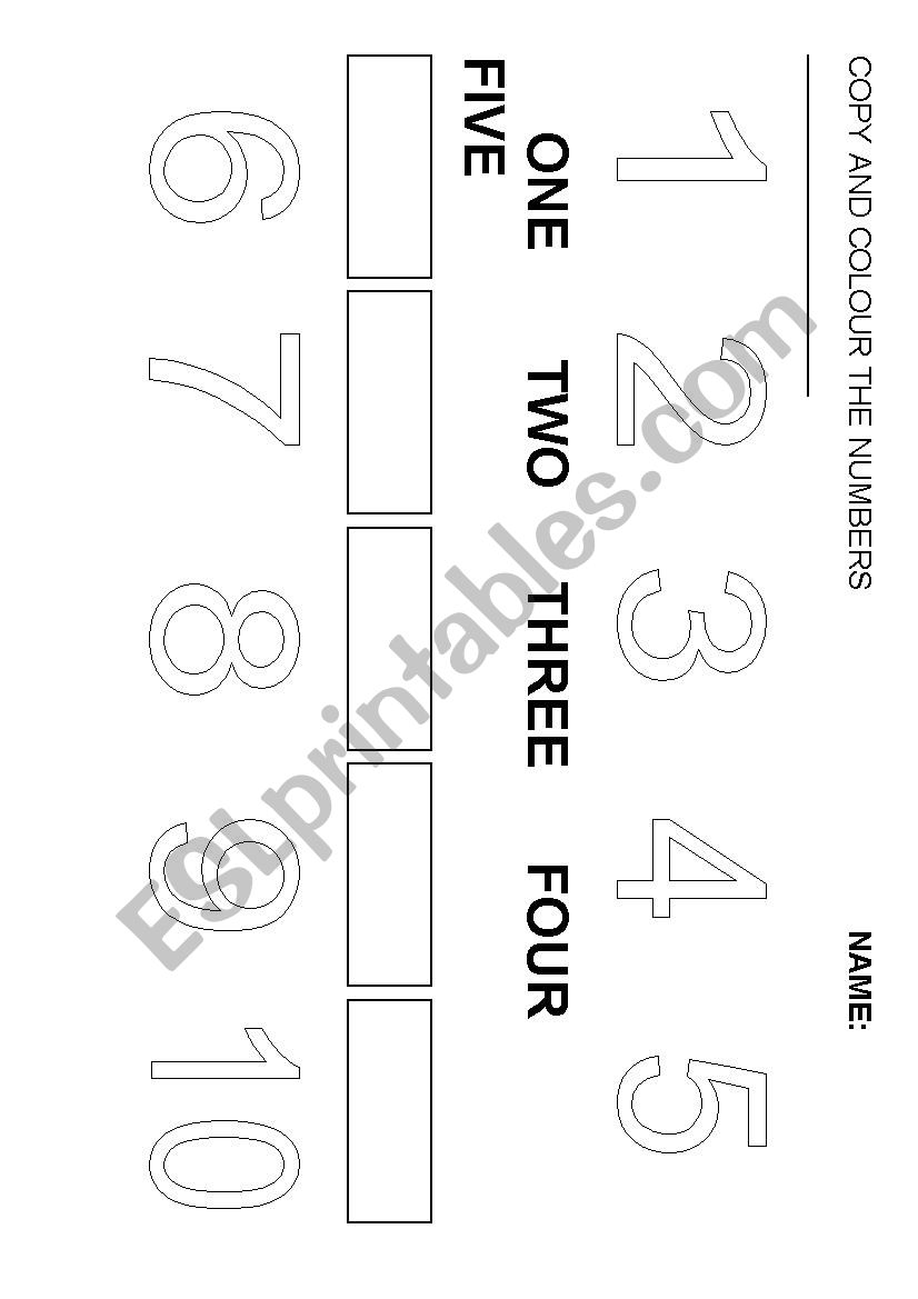 Copy and colour the numbers (elementary)