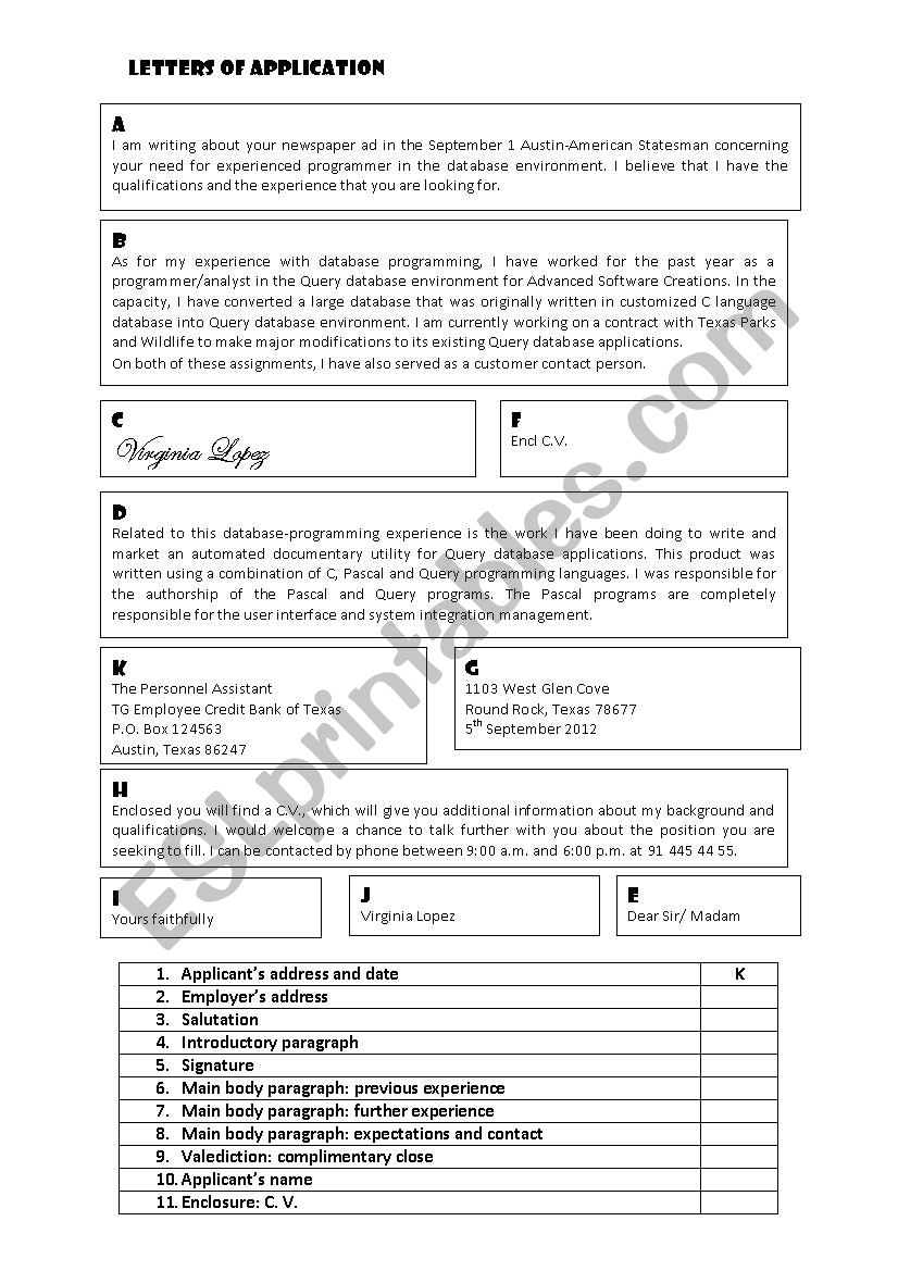 Letter of application / Formal letter