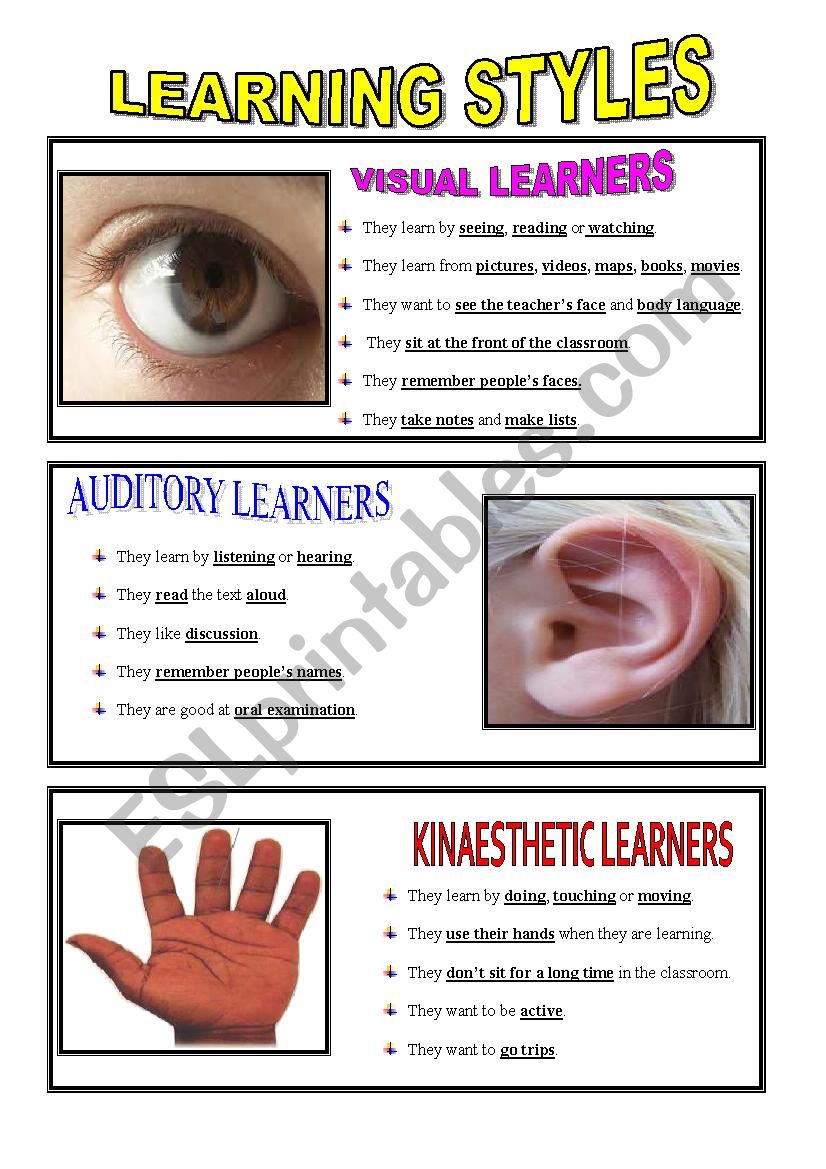 Learning Styles worksheet