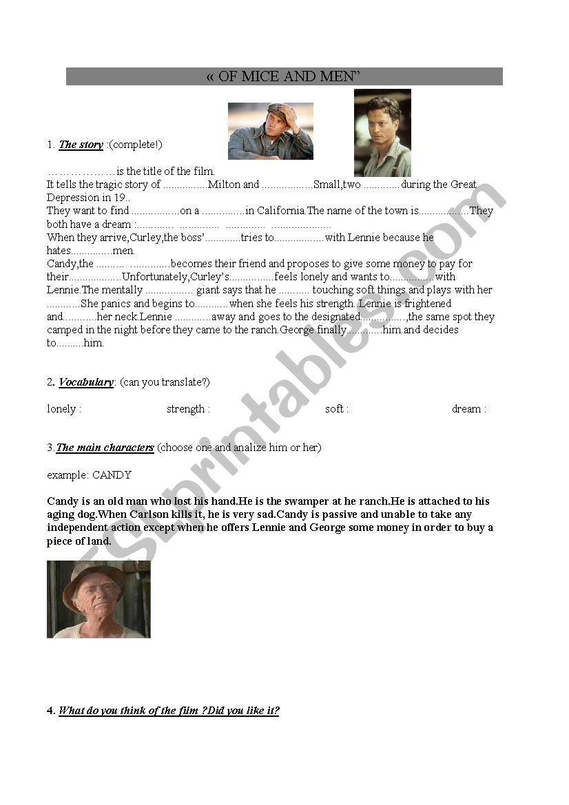 of mice and men worksheet