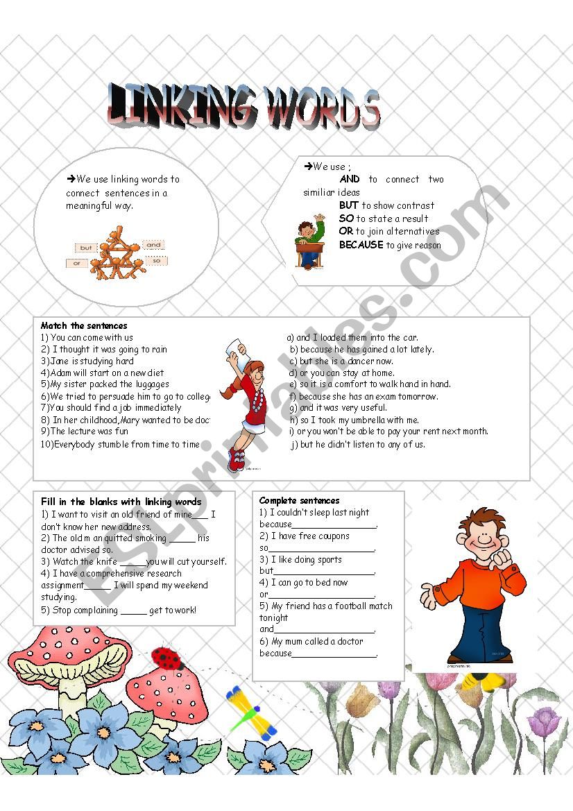 linking words worksheet