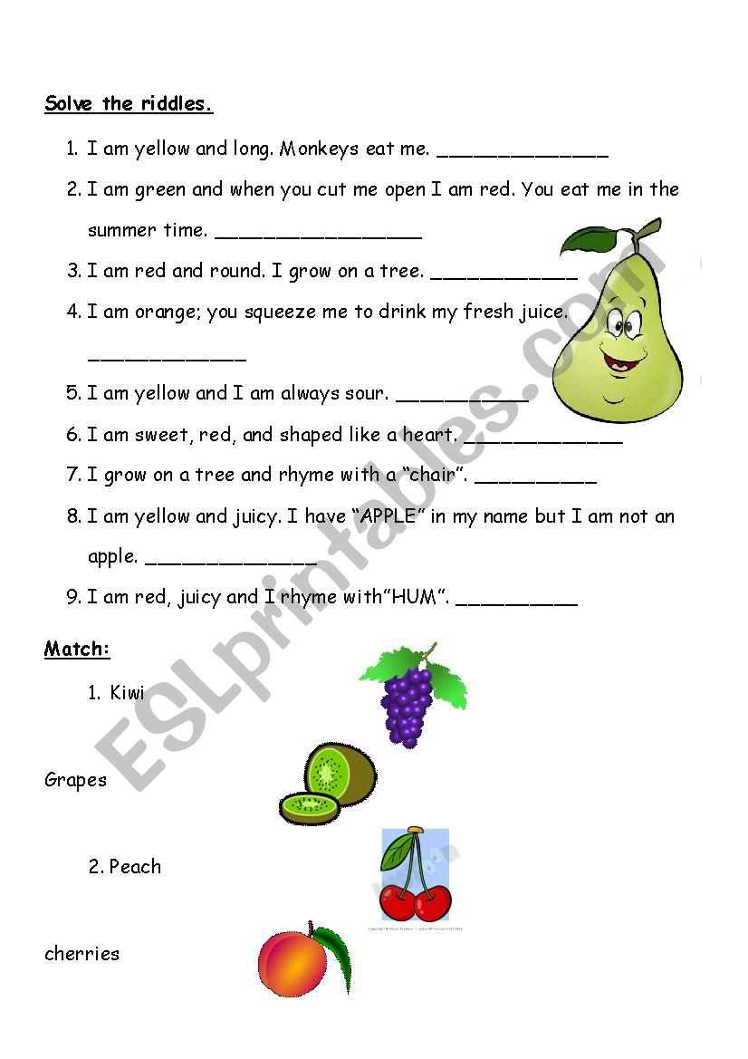 Fruits worksheet