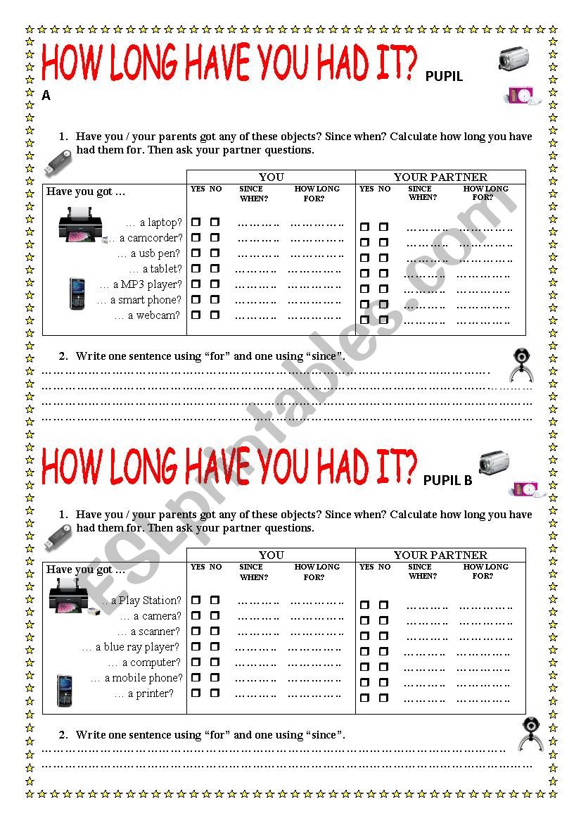 How long have you had it? Pairwork