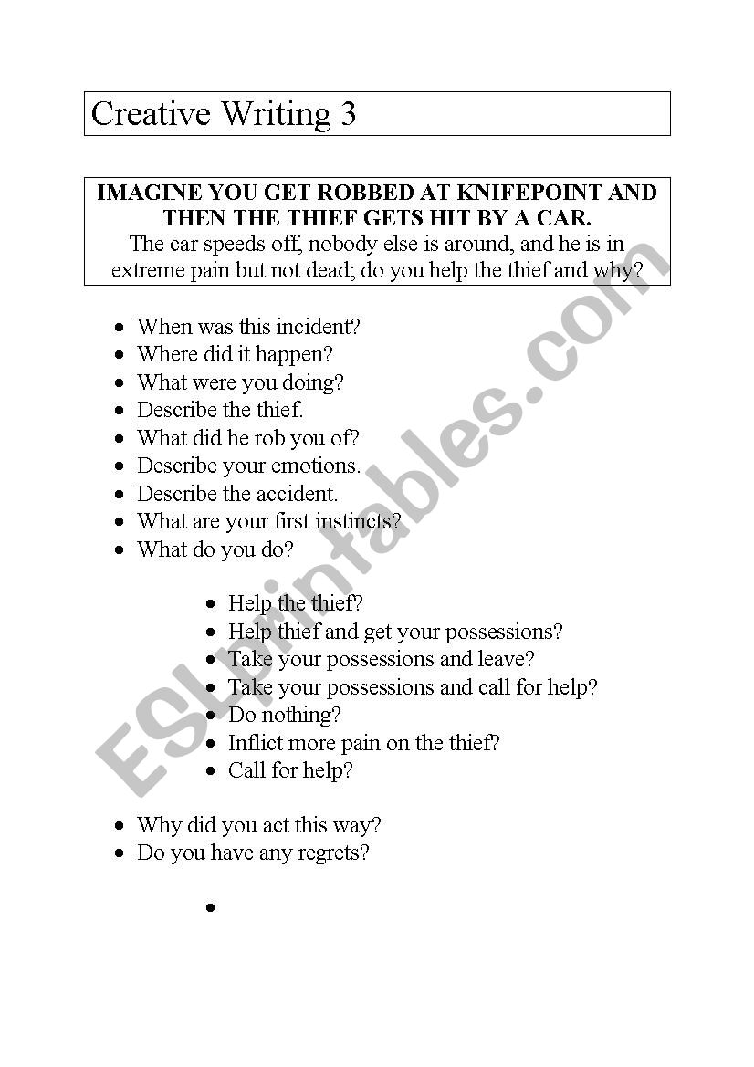 Creative Writing worksheet