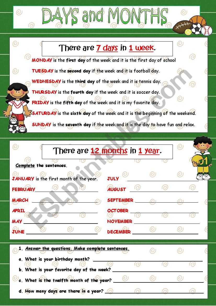 DAYS & MONTHS  worksheet