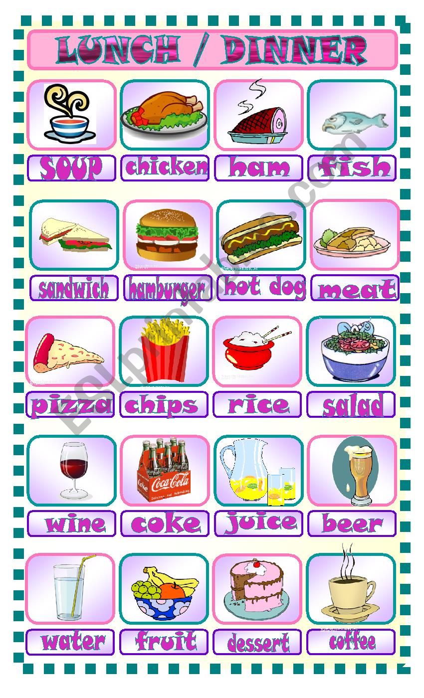 Lunch - Dinner worksheet