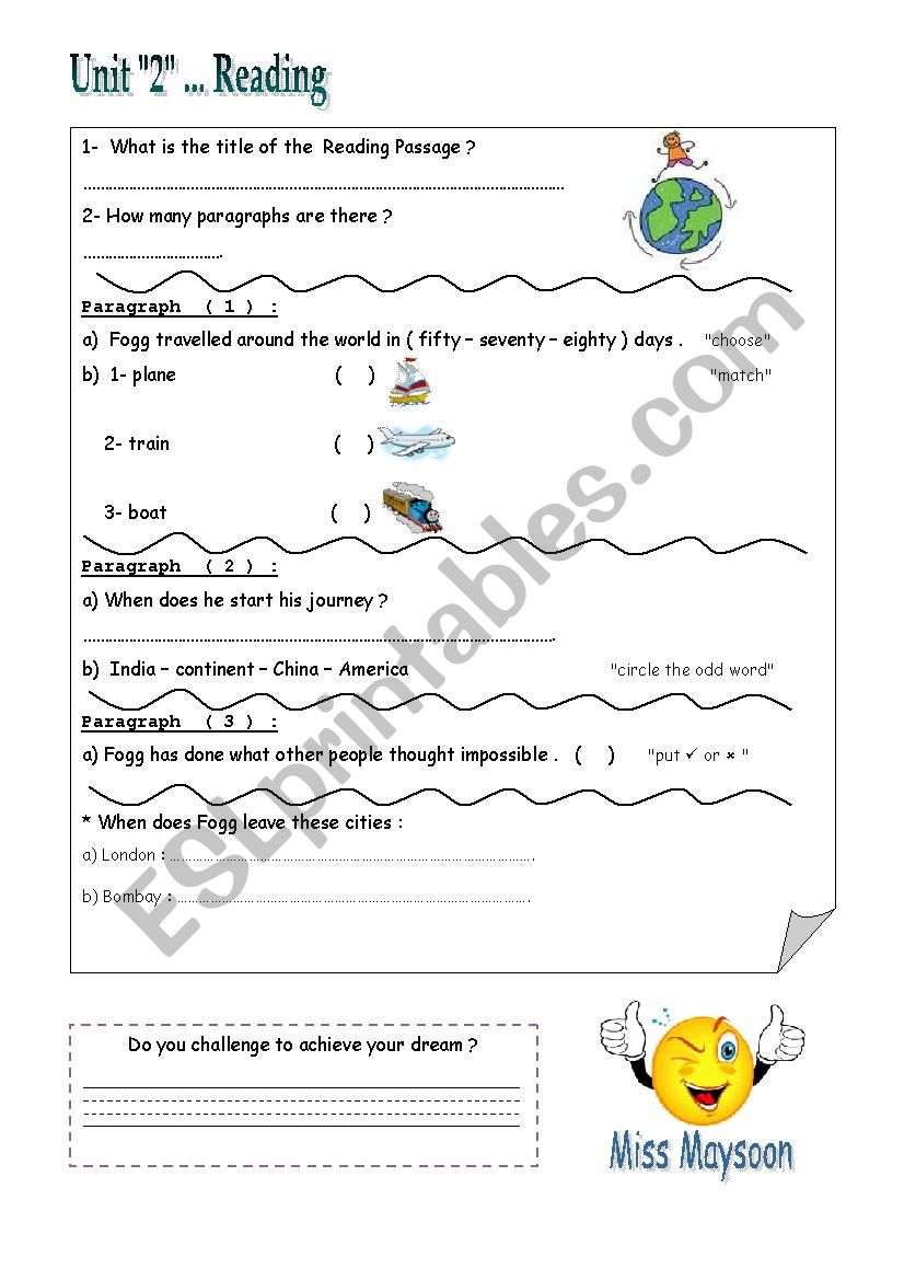 reading worksheet