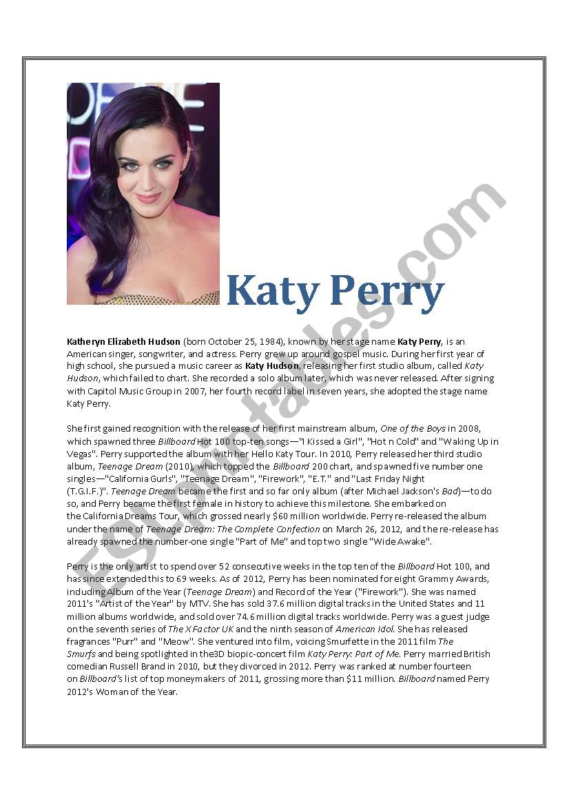 Katy Perry worksheet