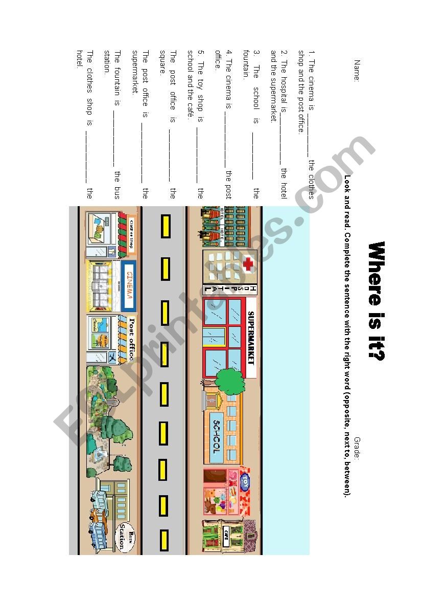 Around town worksheet