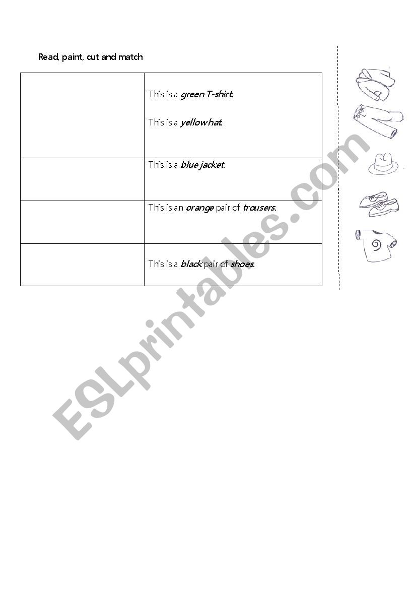 clothes worksheet