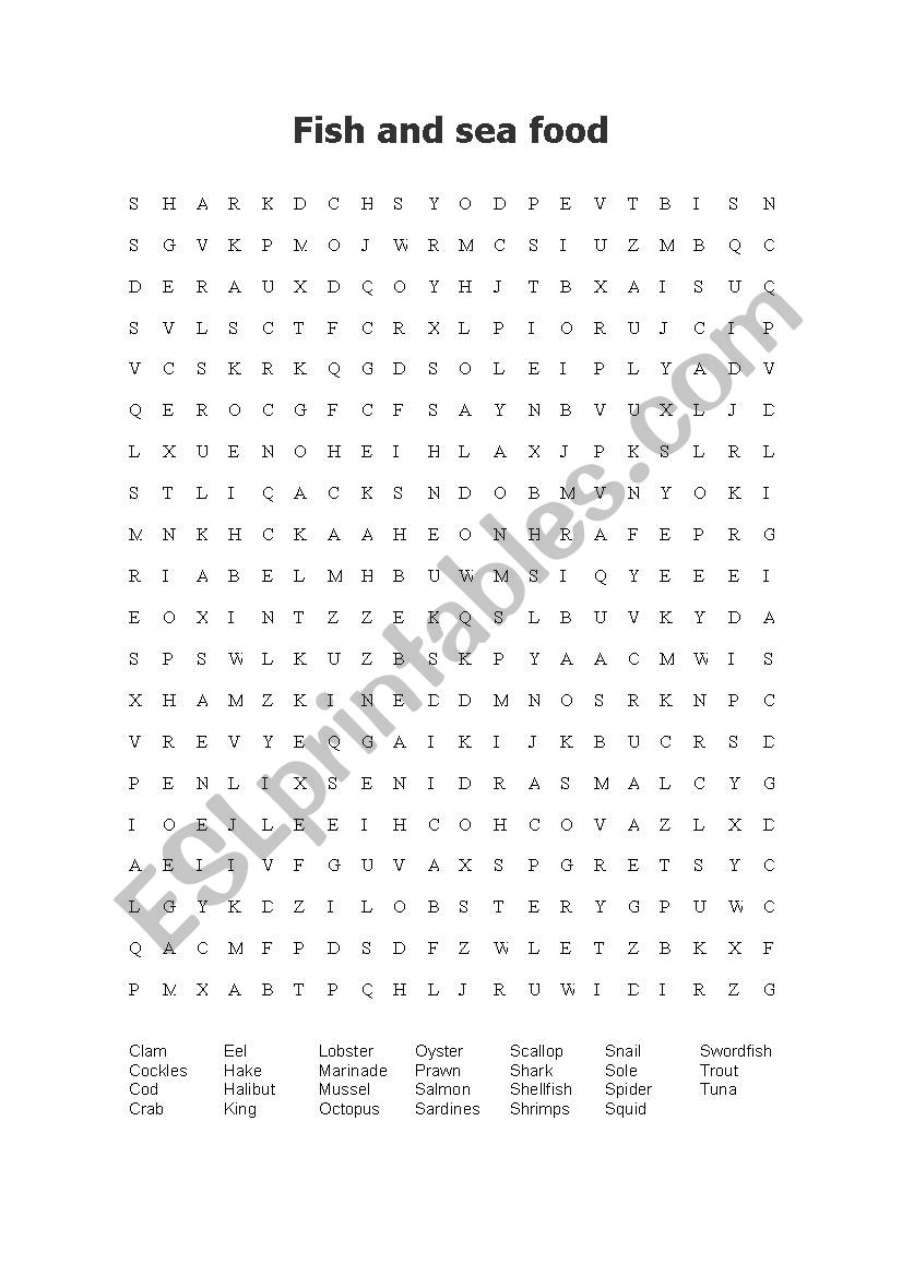 Food wordsearch 1 worksheet