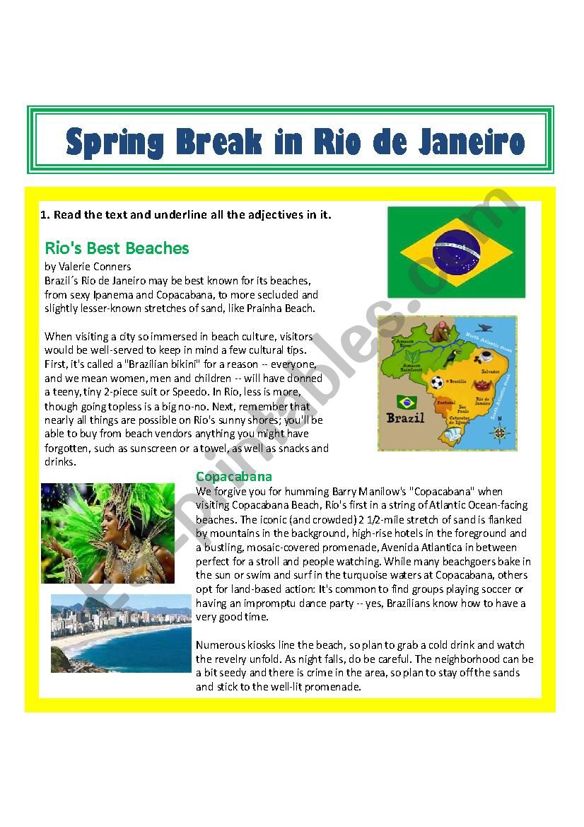 Order of Adjectives - Spring Break in Rio de Janeiro