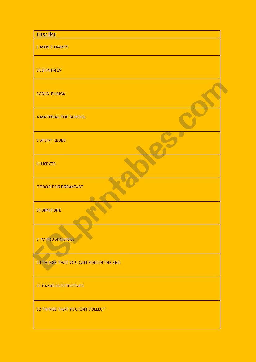 SPEAKING GAME worksheet