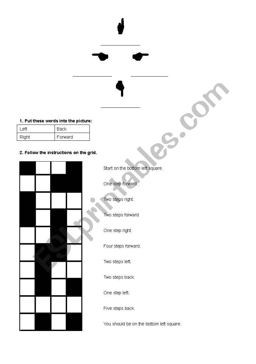 Directions around the house. worksheet