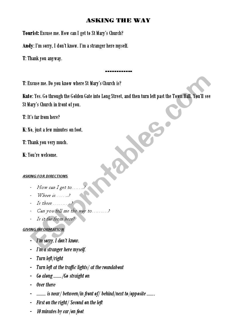 In the city worksheet