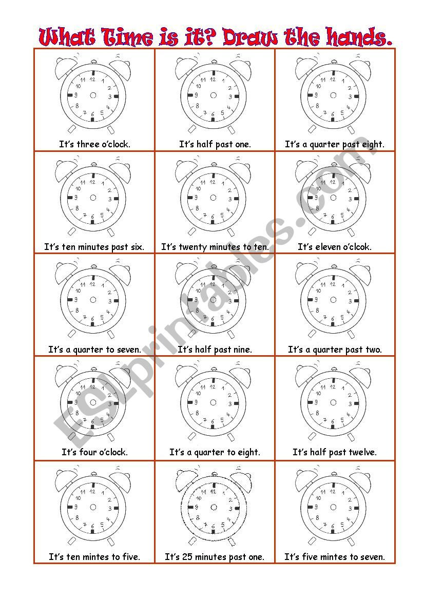 What Time is it? Draw the Hands.