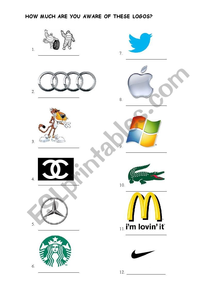 Famous logos worksheet