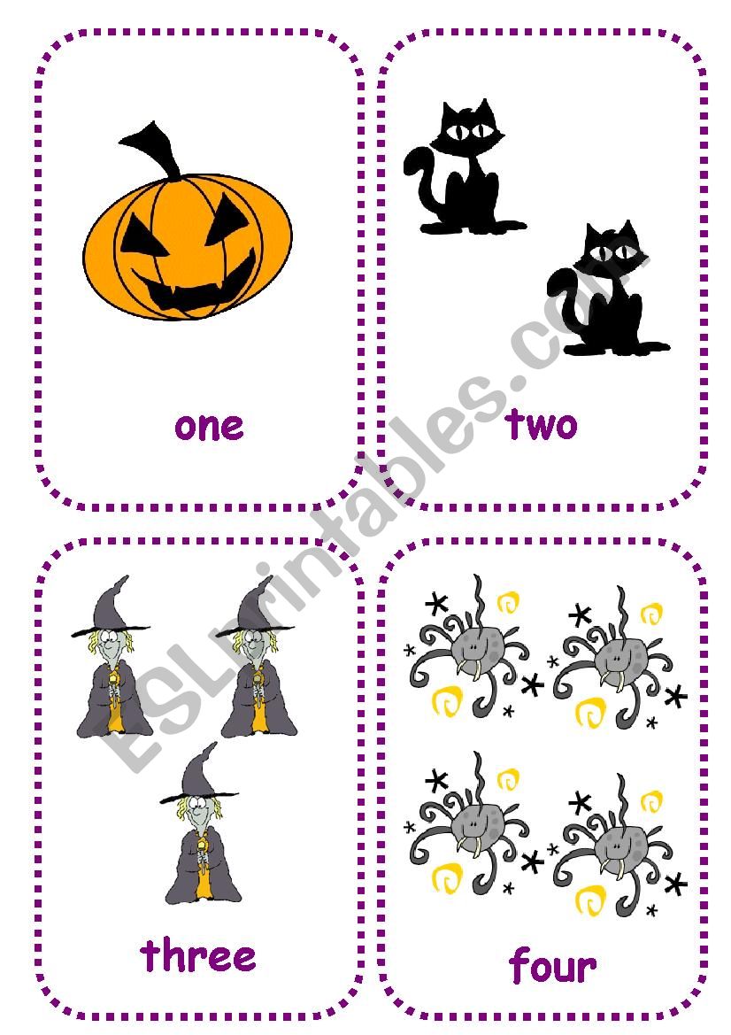 halloween numbers flashcards worksheet